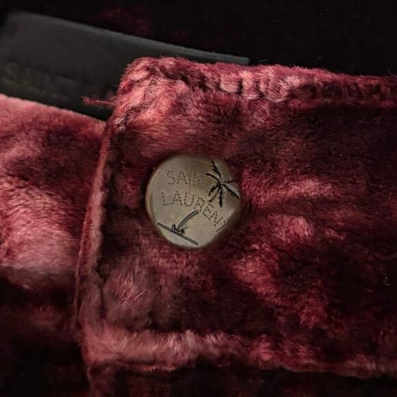 Saint Laurent Men’s Paris Runway Burgundy Velvet Trousers Size 29 - Picture 5 of 8